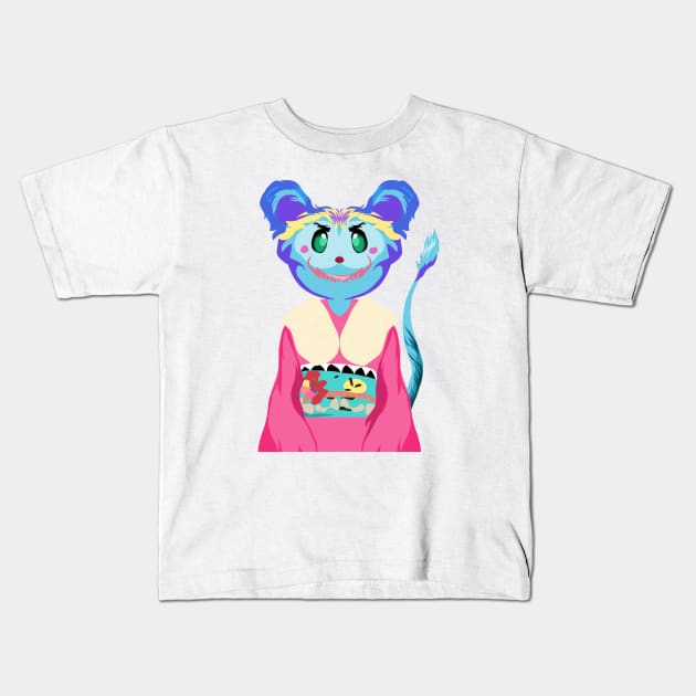 Blue cat in fictional characters Kids T-Shirt by Fadmel